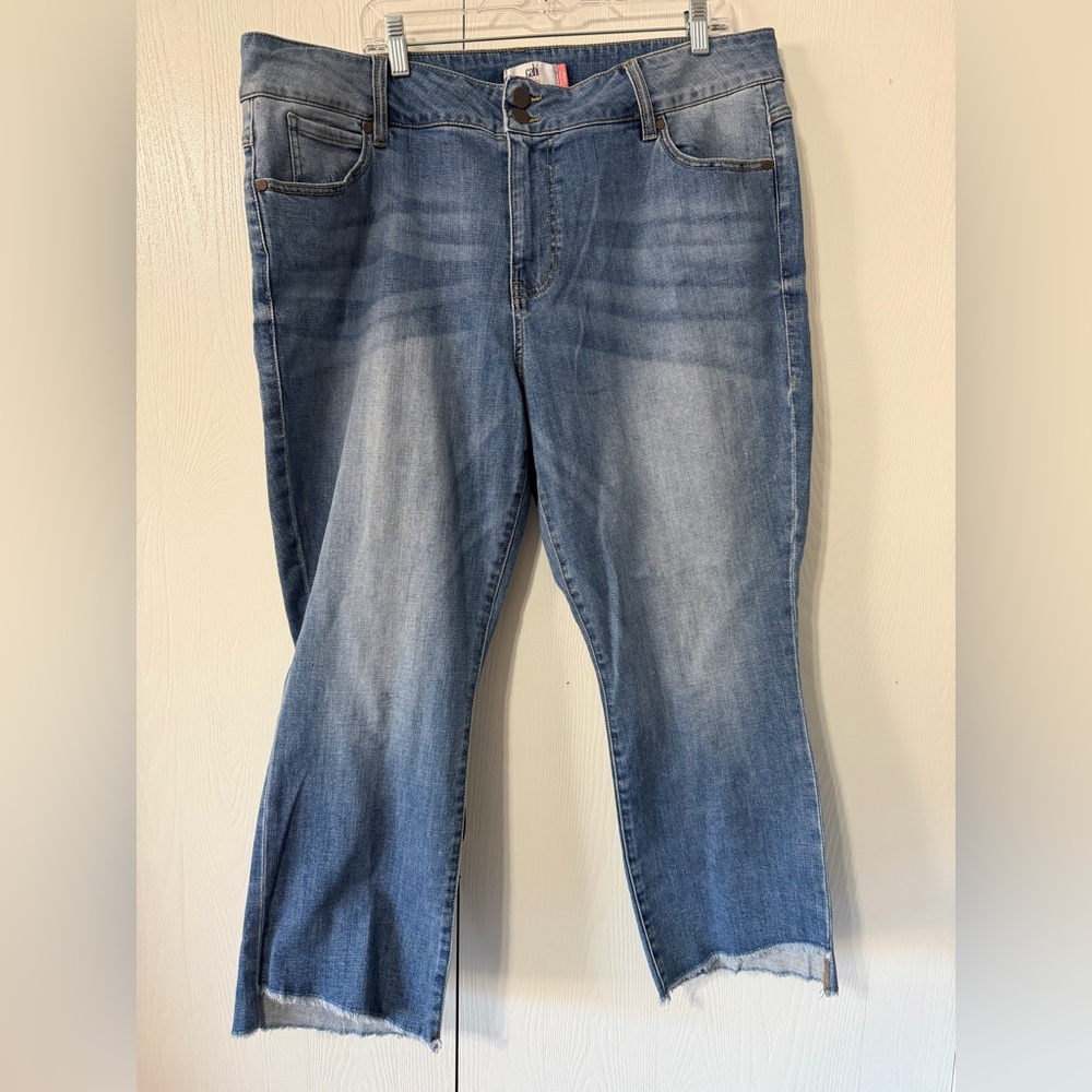 CAbi Blue Ankle & Hi-Low Cropped Jeans